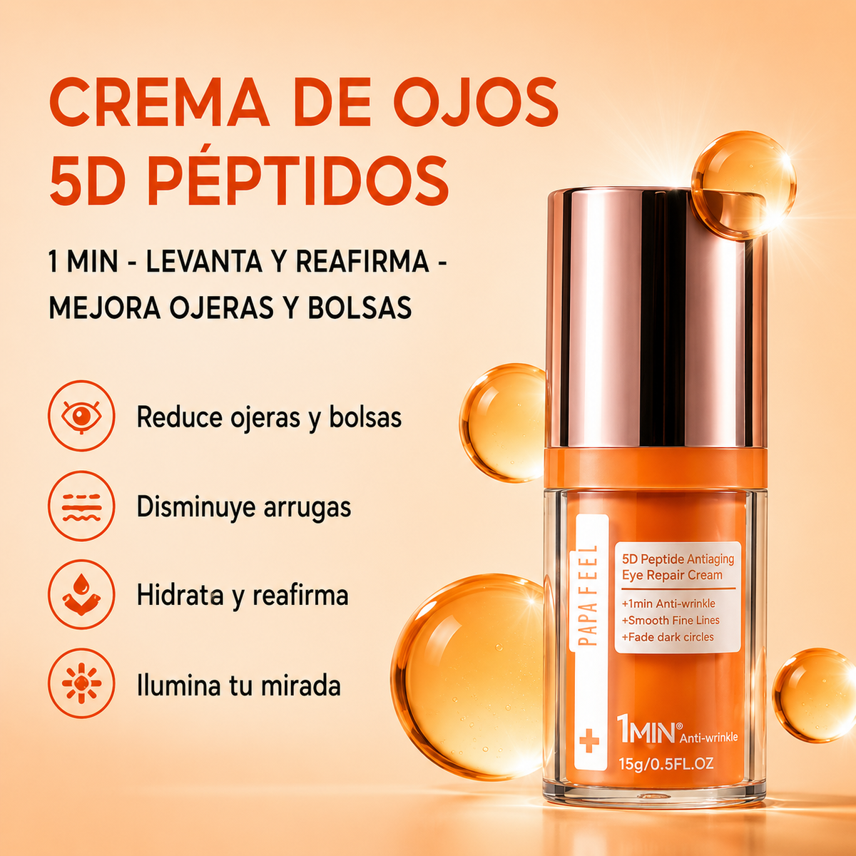 Crema de Ojos 5D Péptidos – Efecto Reafirmante